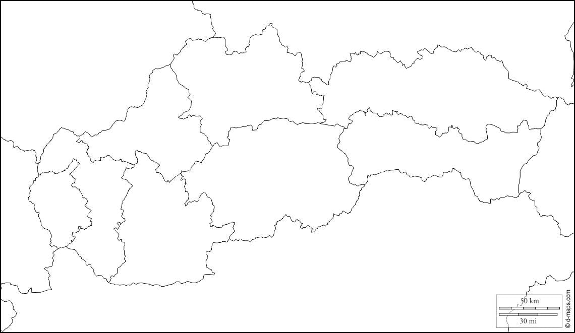 แผนที่ของสโลวาเกียว่างเปล่า 
