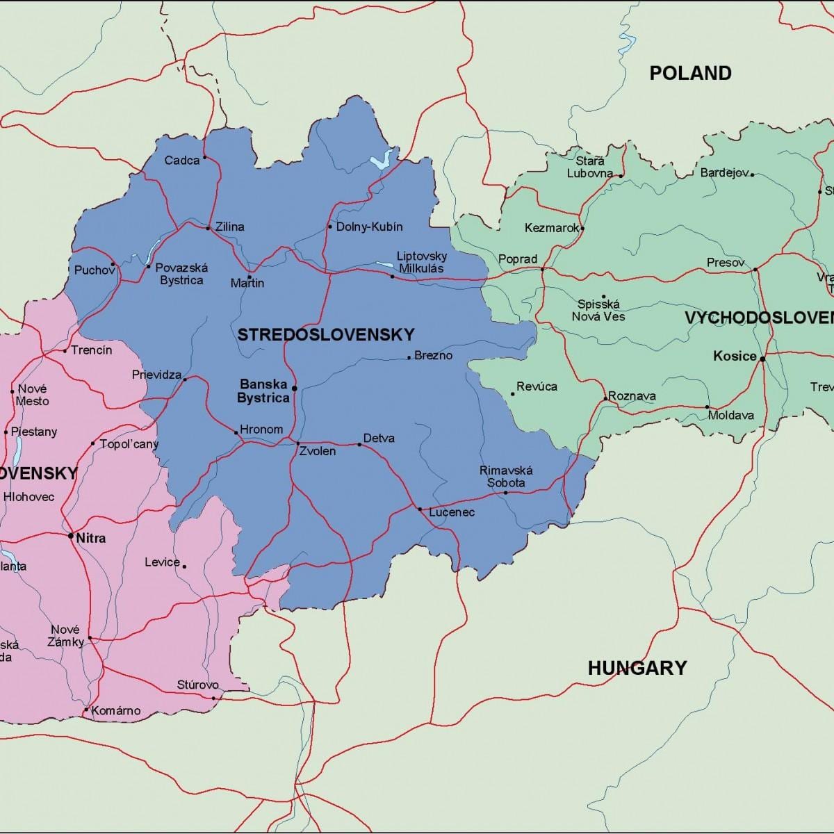 แผนที่ของสโลวาเกียรการเมือง
