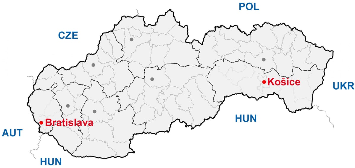 แผนที่ของ kosice สโลวาเกีย name