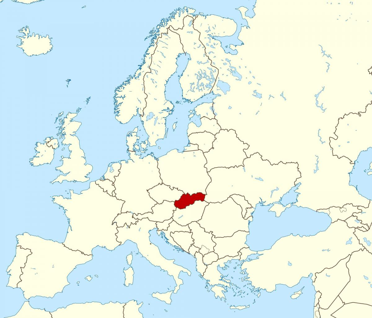 แผนที่ของสโลวาเกียนแผนที่ยุโรป